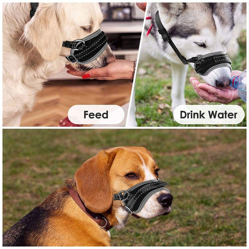 Nasjac Dog Muzzles, Soft Nylon Muzzle for Dogs to Prevent Biting Anti Barking Stop Chewing Eating Adjustable Dog Mouth Guard for Daily Behavior Training, Durable Small Medium Large Dog Muzzle S Black - PawsPlanet Australia