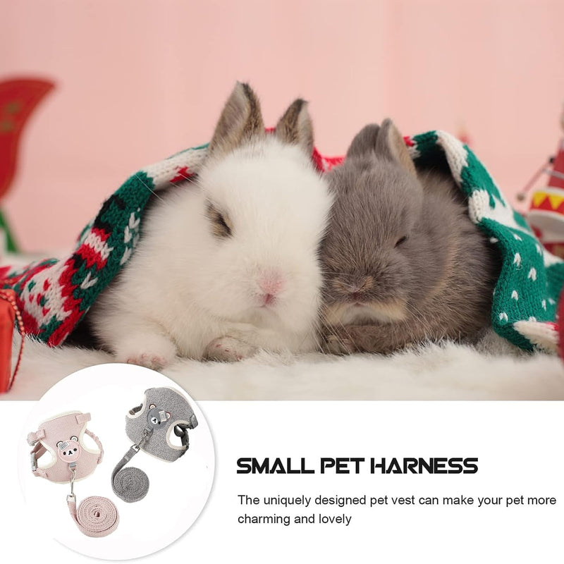 Taicols Pack of 2 Adjustable Leashes for Rabbits, 120 cm Breathable Vest Harness, Soft Rabbit Harness, Cat Harness Pet Leash for Bunny Cat Hamster Pet Walking Outdoor (A) A - PawsPlanet Australia