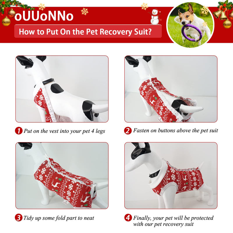 oUUoNNo oUUoNNo Dog Christmas Pajamas, Dog Surgical Recovery Suit for Female Male Abdominal Wounds, Spay or Skin Diseases, Dog Christmas Costumes, Anti-Leak Pet Vest After Ope XXXL Christmas - PawsPlanet Australia