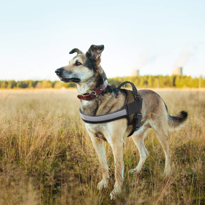 MUMUPET Service Dog Harness, No Pull Easy On and Off Pet Vest Harness, 3M Reflective Breathable & Easy Adjust Pet Halters with Nylon Handle - No More Tugging or Choking for Small Medium Large Dogs XS: Chest 13-18" (33-46cm) Army Yellow - PawsPlanet Australia