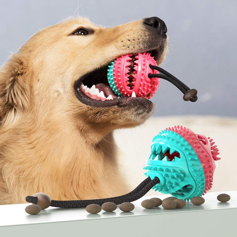 [Australia] - Tarasun Pet Toy Ball Multifunctional 6 in 1, Toothbrush Nontoxic Bite Resistant/Teeth Cleaning, Treat Feeder/Food Dispensing, Training Interactive, Squeak Ball Chew Food Safe for Dogs Puppy Cat Kitten 