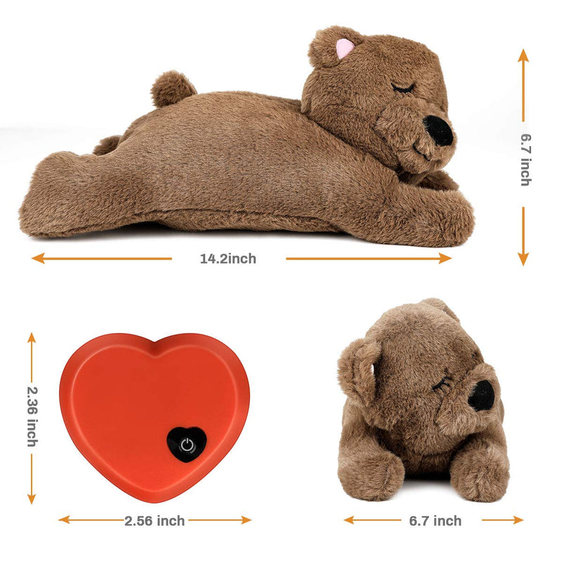 E-More Puppy Toy with Heartbeat, Puppies Separation Anxiety Dog Toy Soft Plush Sleeping Buddy Behavioral Aid Toy Puppy Heart Beat Toy for Puppies Dog Pet, Bear Shape - PawsPlanet Australia