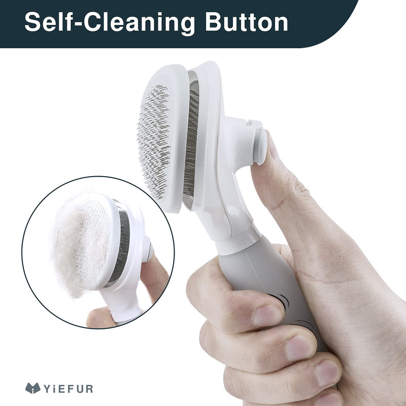 YiEFUR Dog Brush, Self Cleaning Slicker Brush for Shedding and Grooming, Pet Cat Comb with Silicone Gel Handle, Detangling Shedding Tool for Short and Long Hair – Gently Removes Loose Undercoat, Mats and Tangled Hair Large (Pack of 1) - PawsPlanet Australia
