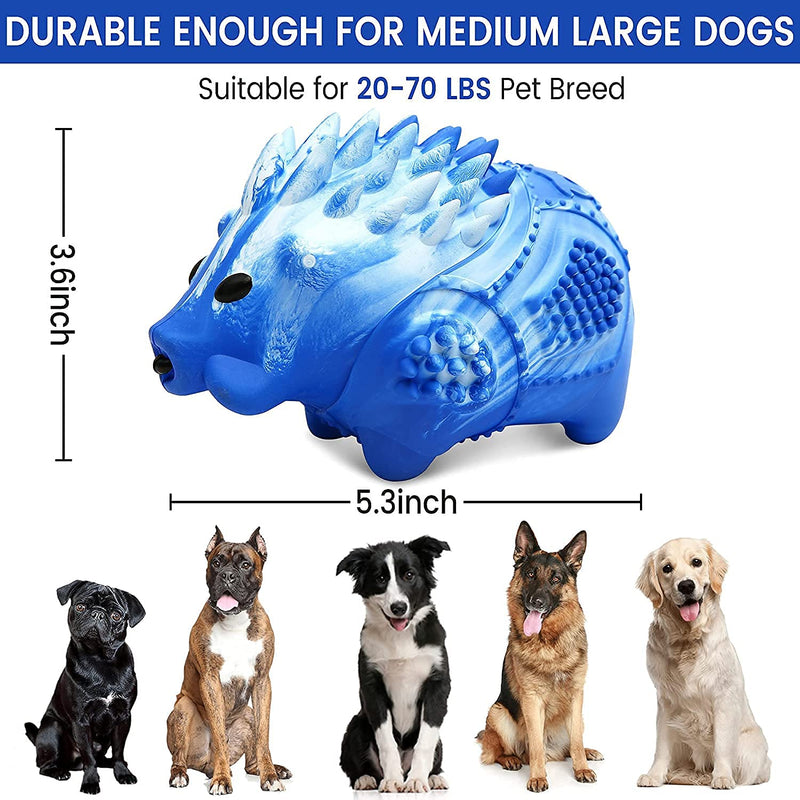 Dog Chew Toys for Aggressive Chewers Large Medium Breed Indestructible Tough Durable Dog Toys Squeaky Dog Chew Toys with Milk Flavor Toughest Natural Rubber for Teeth Cleaning Blue Porcupine - PawsPlanet Australia