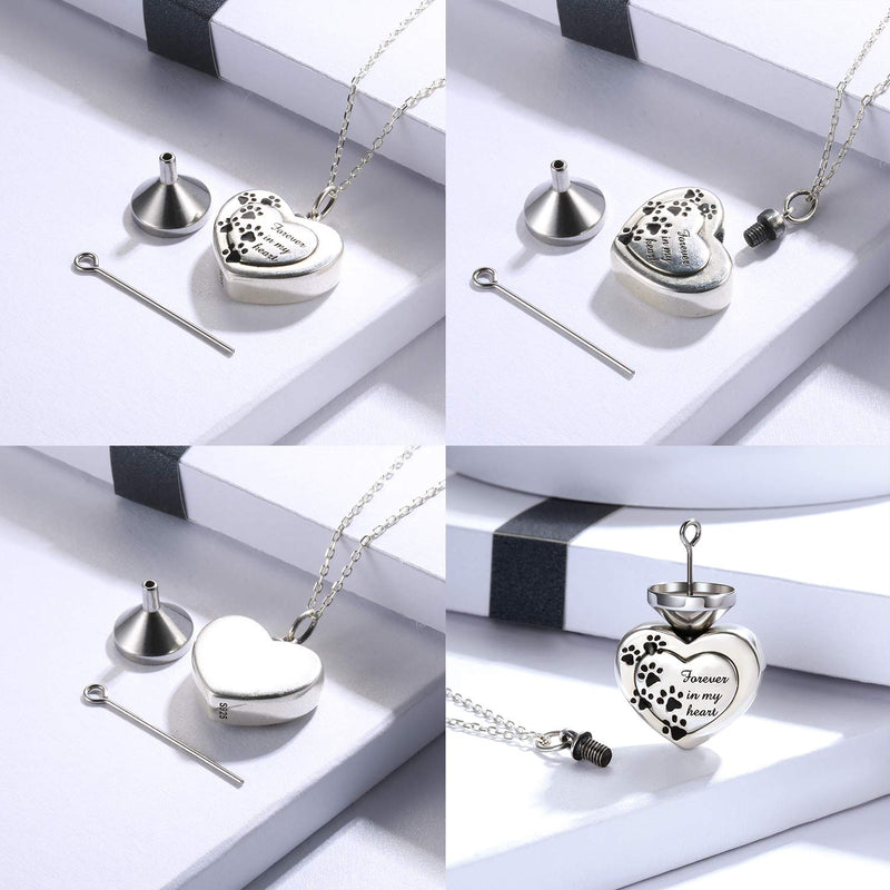 Puppy Sterling Silver Urn Memorial Necklaces for Dog Ashes Forever Together Paw Print Cremation Labrador Retriever Memorial Urns Keepsake Pendant Necklace Jewelry Gifts six paw print - PawsPlanet Australia