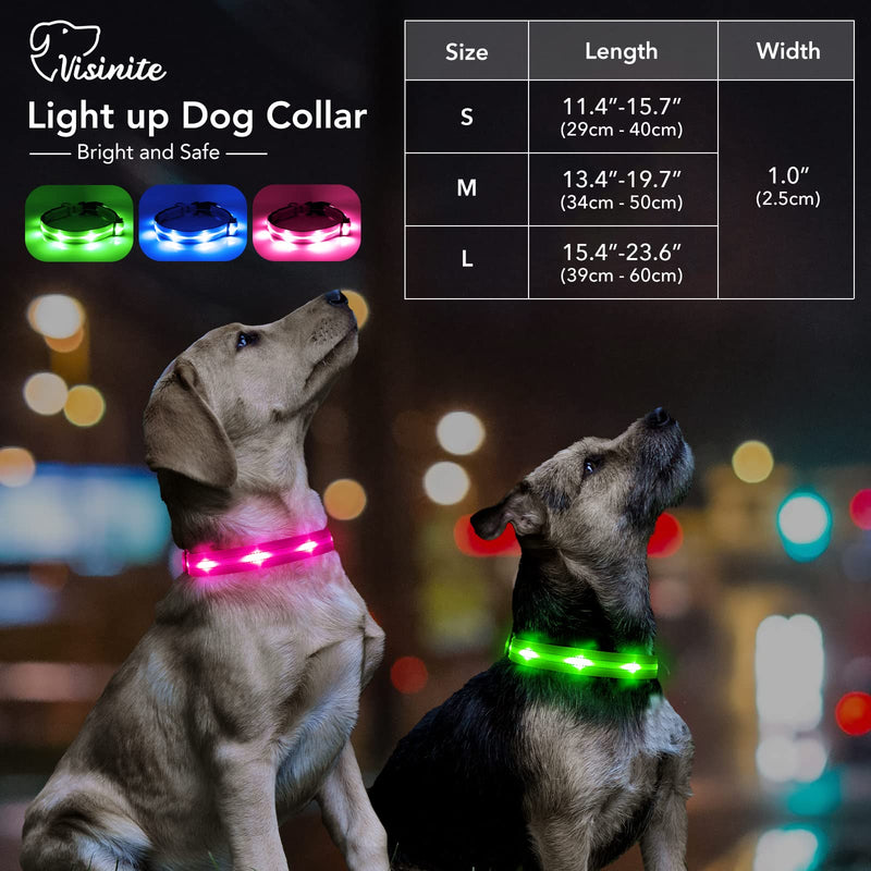 Visinite Rechargeable Dog Light Collar, Fully Adjustable, Waterproof LED Dog Light Collar Made of Neoprene, Glow in the Dark Dog Collar Luminous for Medium Large Dogs Walking at Night L Single LED Light Bulbs - Blue - PawsPlanet Australia