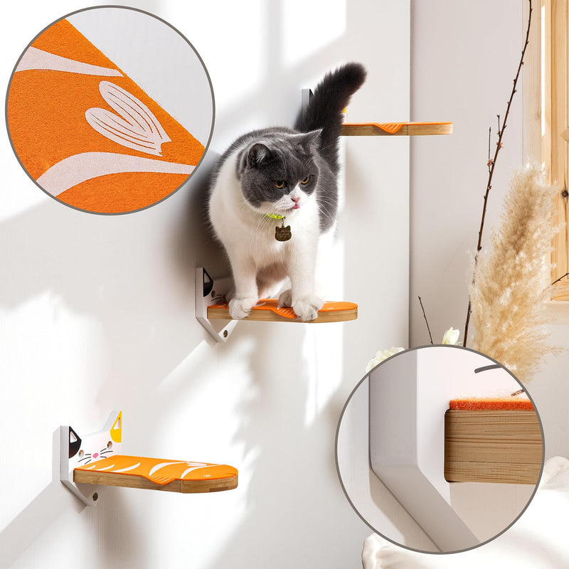 Yangbaga Climbing Wall for Cats, Set of 3 Cat Stairs, Steps 24.5 x 9.7 cm in Colorful Catwalk Cat Wall Cat Ladder (Colourful Cats) - PawsPlanet Australia