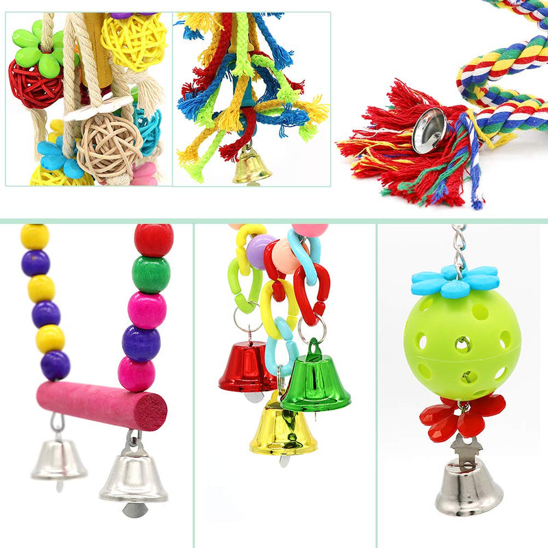 Small Bird Swing Toys, 6 PCS Parrots Chewing Natural Wood and Rope Bungee Bird Toy for Anchovies, Parakeets, Cockatiel, Conure, Mynah, Macow and Other Small Birds - PawsPlanet Australia