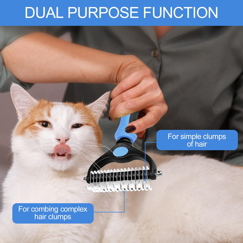 Mesybveo dog brush, cat brush for long hair, stainless steel dog brush undercoat, undercoat brush, double-sided 17+9 teeth, handle with hanging hole, dog brush against matting, for cats, dogs - PawsPlanet Australia