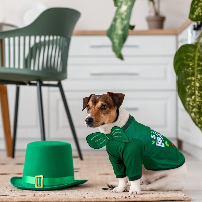 Pedgot 2 Pieces St. Patrick's Day Pet Shirts Dog Clothes Green Clover Puppy T-Shirt Shamrock Dog Sweatshirt Printed Puppy Shirts Dog Pullover Breathable Dog Apparel for Dog and Cat Small - PawsPlanet Australia