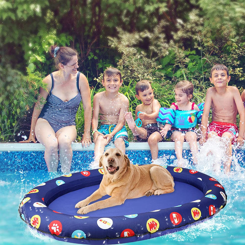 Mystery Dog Floats for Pool Large, Dog Float Inflatable Pool, Oxford Cloth Dog Pool Floats for Small Large Dogs, Summer Pet Inflatable Float for Adult Dogs Puppies Cat (Dark Blue) Dark Blue - PawsPlanet Australia