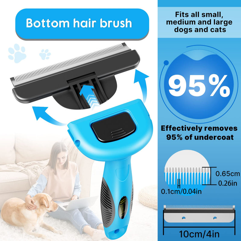 Cat brush, dog brush, 2-in-1 undercoat brush for medium & long hair | Professional dog brush undercoat or undercoat brush cat | Stainless steel dog comb- For medium to large cats & dogs - PawsPlanet Australia