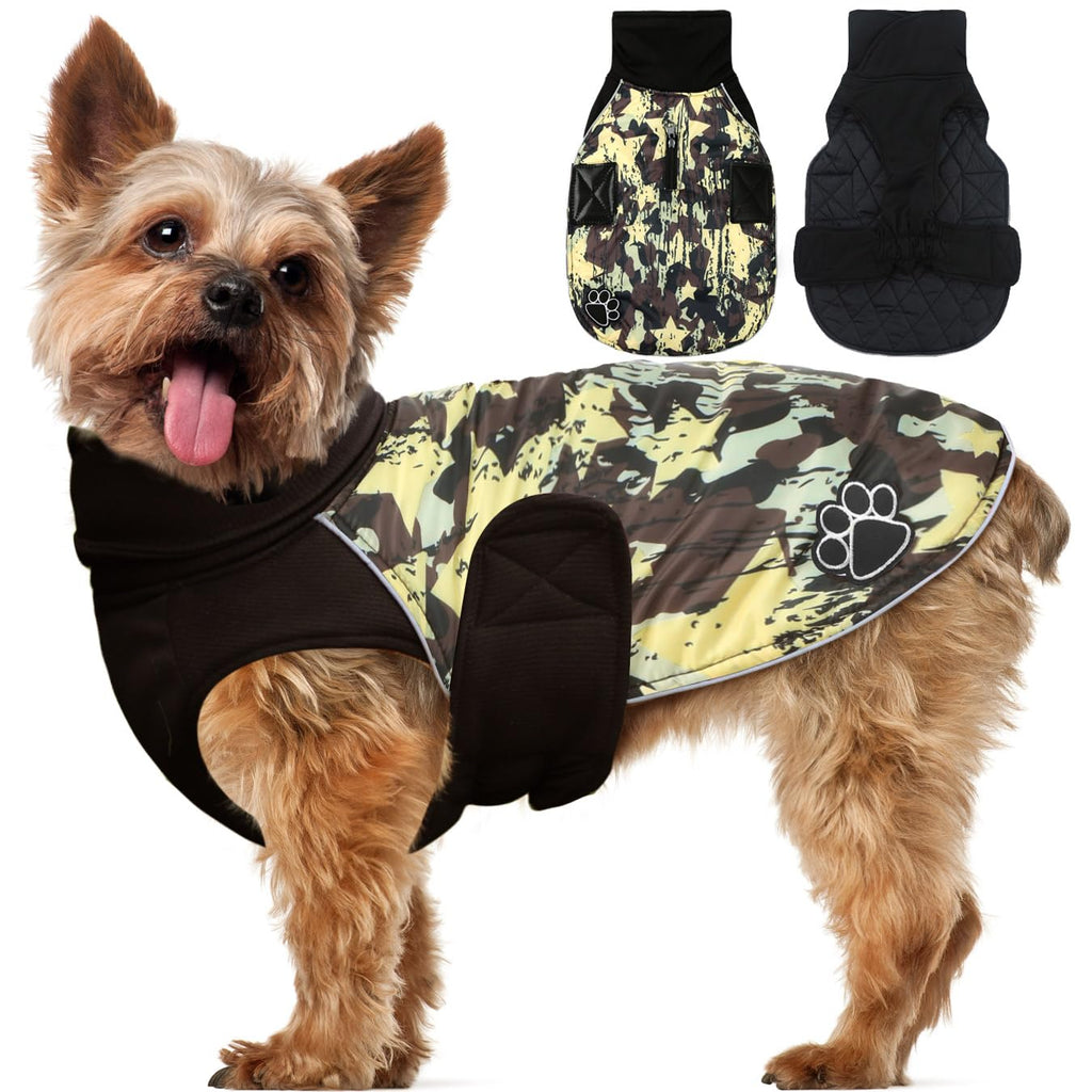 ALAGIRLS Dog Coat Winter Small Dogs Dog Coat Dog Coat with Harness Large Dogs ALADC002 BrownStarCamo L BrownStarCamo - PawsPlanet Australia