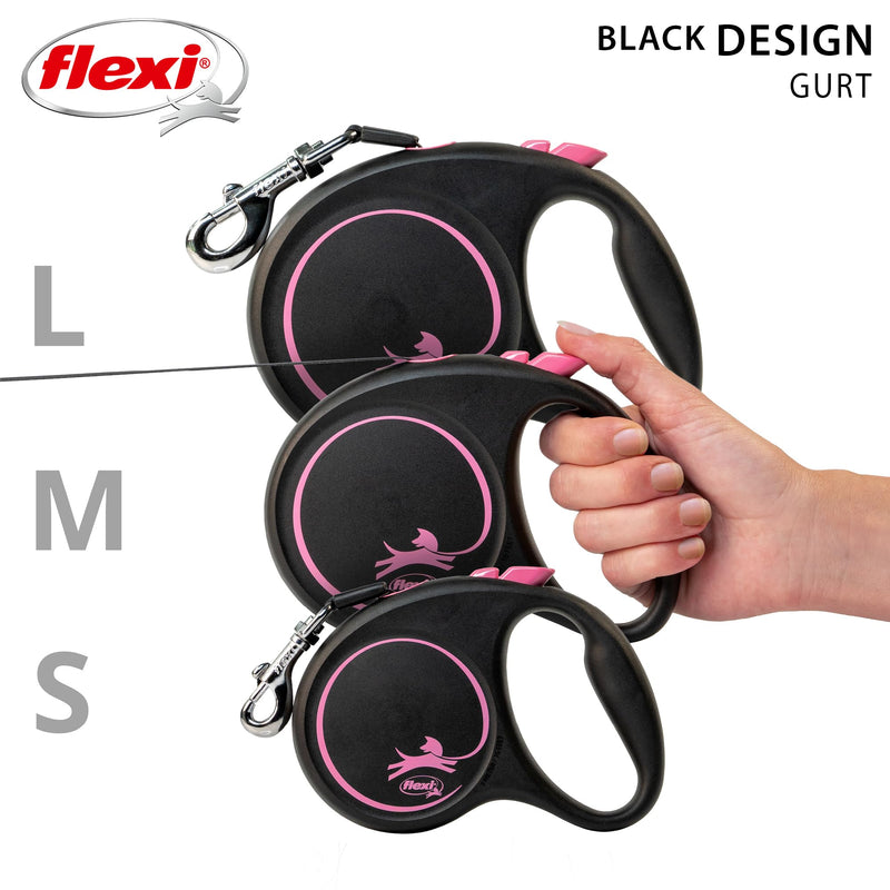 flexi retractable leash design - black/pink - S, multi, 4000498033913 - PawsPlanet Australia
