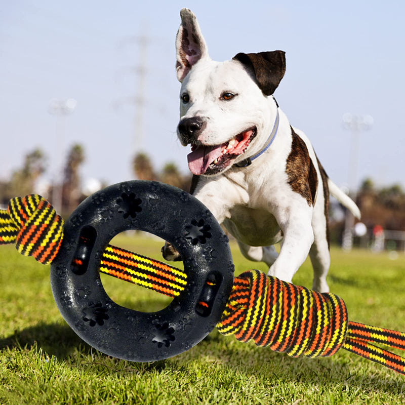 Yipetor Dog Chew Toys for Medium Chewers- 3 Pack, Power Durable Rubber, Duty Cotton Tough 31.5"Long Rope Chew Toys for Medium Breed Dogs Tug of War, Training Playing Teething Cleaning(Black Large) Black Large - PawsPlanet Australia