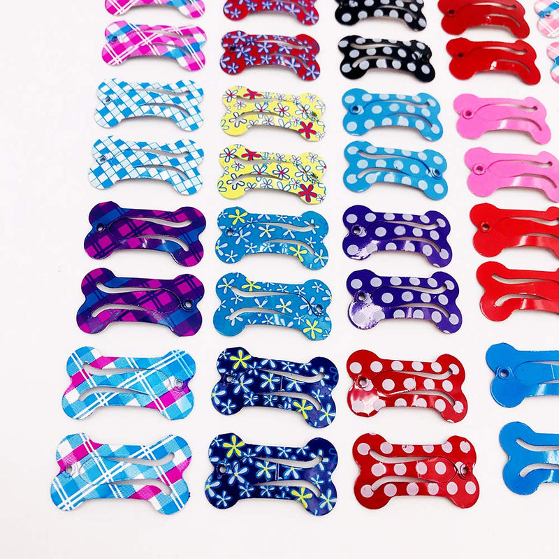 PET SHOW Cute 1" Small Bone Snap Hair Clips Pet Grooming Products Dog Cat Puppy Hair Accessories Random Color Pack of 20 - PawsPlanet Australia