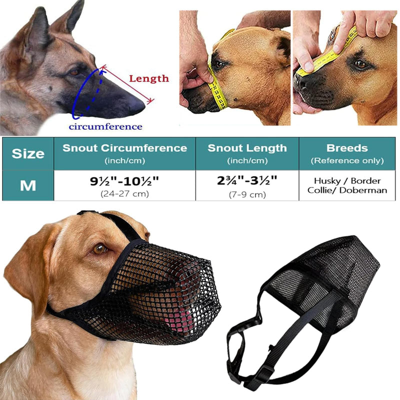 Dog Muzzle, Muzzle for Dogs, Dog Muzzle, Dog Muzzle with Rounded Mesh and Adjustable Loop, Dog Muzzle for Small Medium and Large Dogs Prevents Biting (M) - PawsPlanet Australia