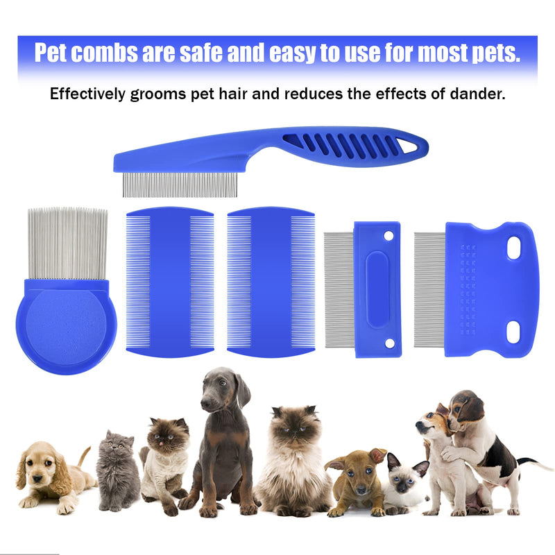 Pack of 6 flea combs for cats and dogs, flea comb for removing fleas, pet comb, lice comb, dust comb, combs for removing fleas, mites, ticks, biting pests, crusts, blue - PawsPlanet Australia