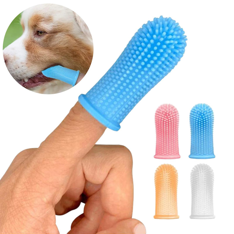 Pack of 8 Dog Toothbrushes, Silicone Dog Toothbrush, Finger Toothbrush, 360º Pets Teeth Cleaning Toothbrush for Dogs, Cats, Dental Care with Storage Box for Small, Medium and Large Dogs (4 Colors) - PawsPlanet Australia