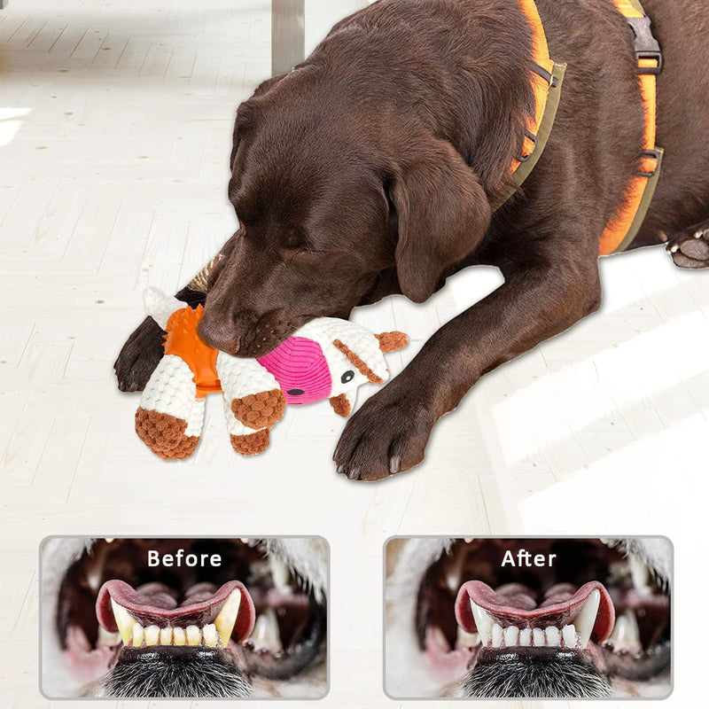 Sqinor Dog Toy Plush Squeaky Interactive Stable Toy for Large Small Dogs and Puppies - Cuddly Toy for Dogs (Cow - New) Cow - New - PawsPlanet Australia