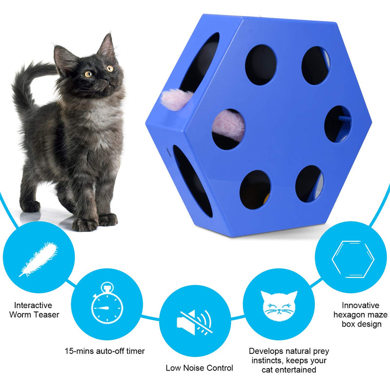 [Australia] - Joansan Interactive Cat Toy Timer, Electronic Random Rotating Teaser, Auto Shut Off Cat Toy, Catnip Ball Included, Good for Cats Kitten Exercise Chaser and Hunting Training 