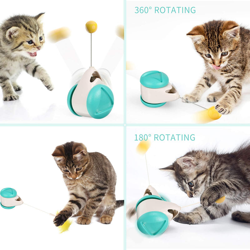 Phoetya Interactive Motion Activate Cat Toys, Self Rotating Ball Roller Catnip Pet Toy with One Replacement Feather Toy - PawsPlanet Australia
