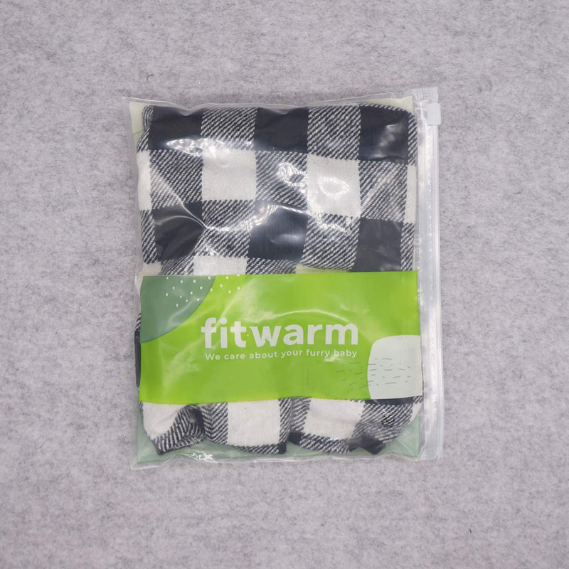 Fitwarm Knitted Plaid Dog Dress Hoodie Sweatshirts Pet Clothes Sweater Coats Cat Outfits XS Black - PawsPlanet Australia