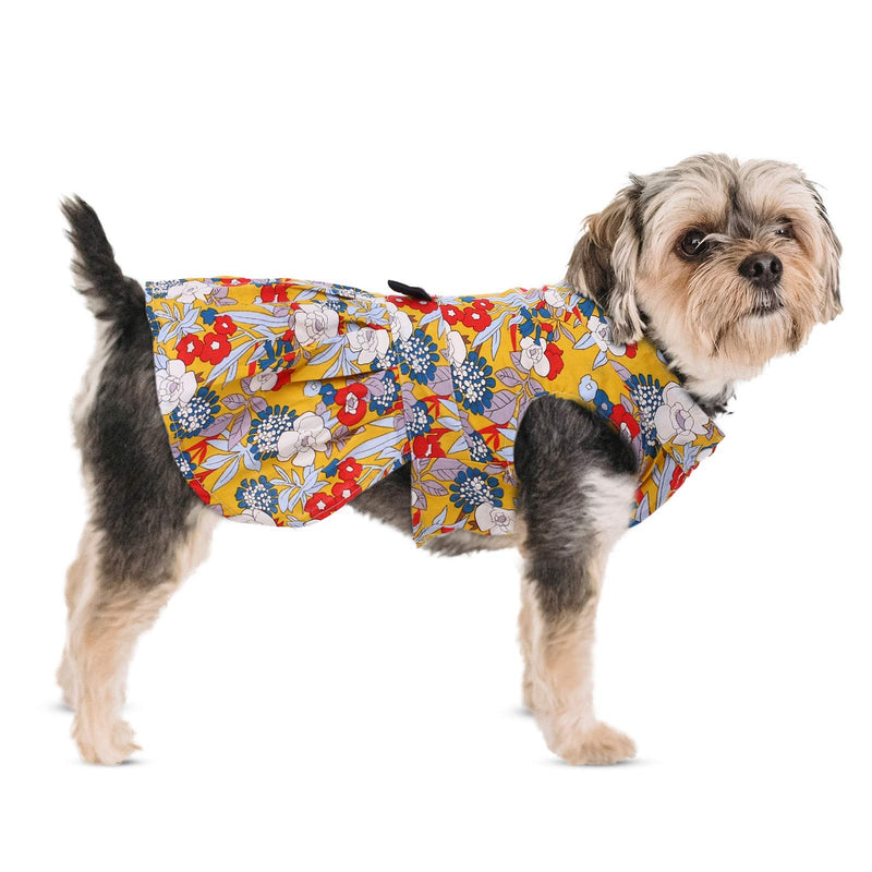 SAWMONG Dog Bowknot Floral Dress, Floral Dog Summer Dress, Cute Hawaiian Skirt for Small Pet Puppy Dogs and Cats (Large, Yellow Floral) Large - PawsPlanet Australia