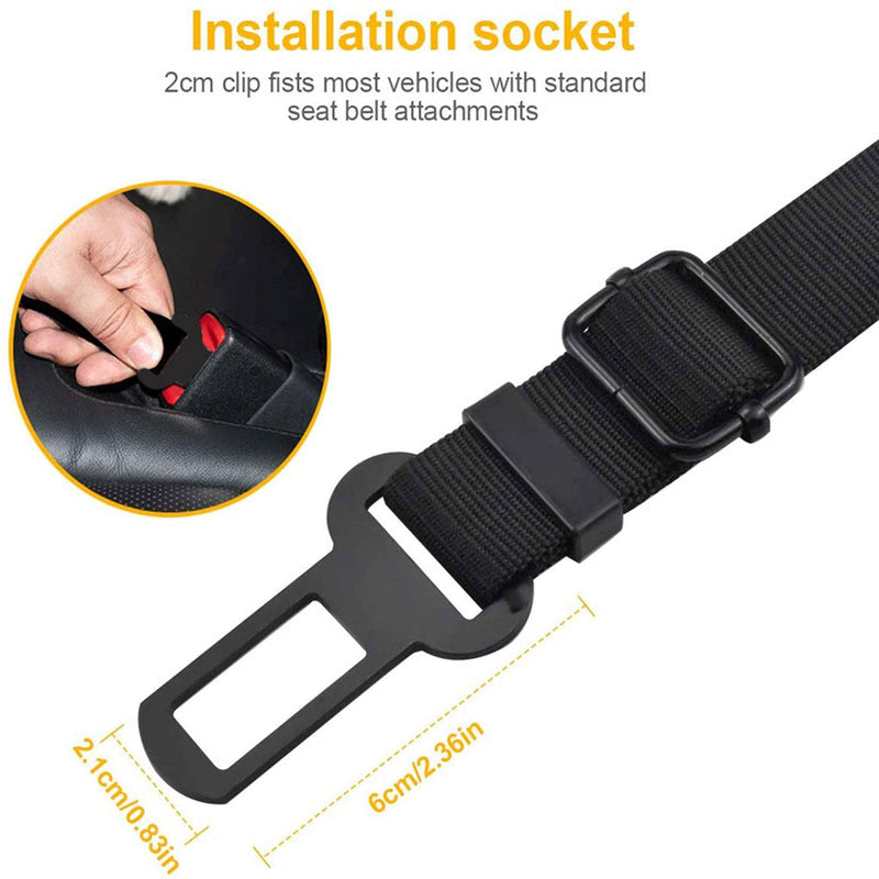 Dog Seat Belt for Car, 2 Packs Adjustable Pet Dog Cat Car Seat Belt Clips Safety Leads Strong Nylon & Elastic Pet Seat Belt Vehicle Seatbelt Harness Retractable Dog Car Seatbelts-Black black - PawsPlanet Australia