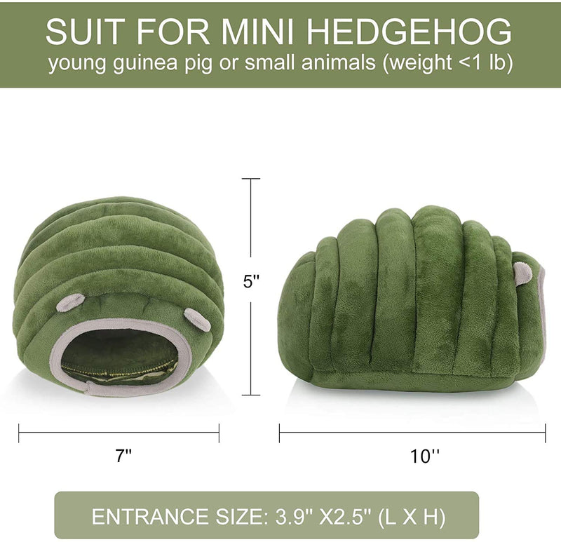 [Australia] - SAWMONG Hamster Guinea Pig Bed, Warm Cotton Caterpillar Shape Hideout Bed House for Hedgehog & Young Guinea Pig S Green 