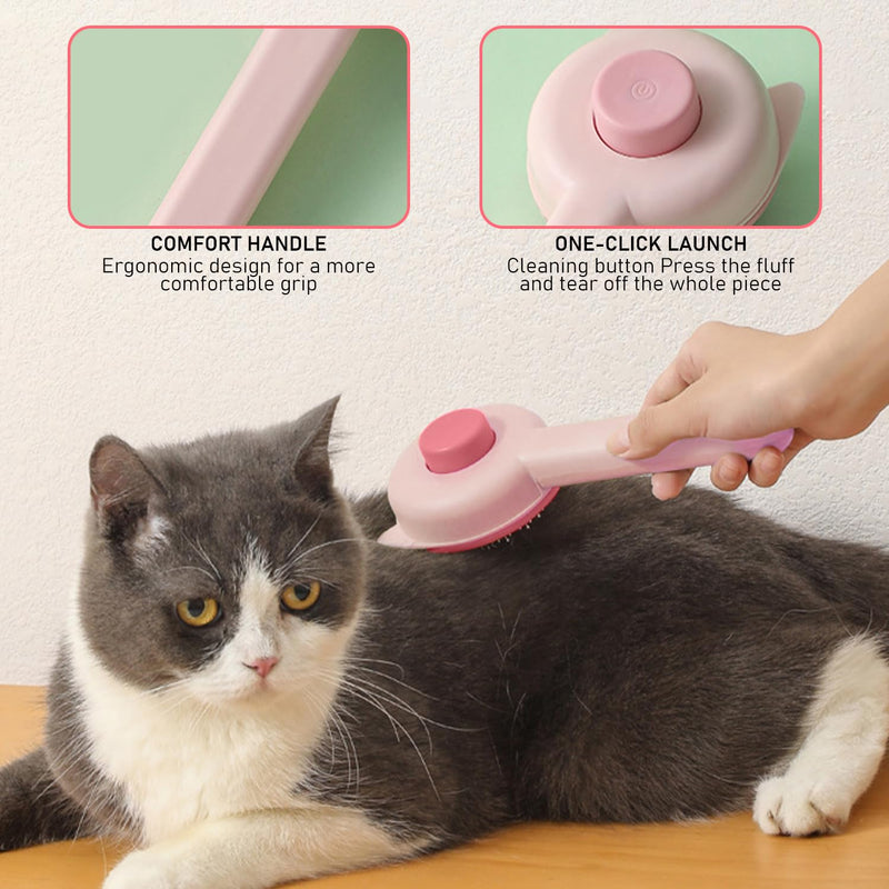 1 Pet Comb with 1 Comb for Fleas, Grooming for Pets with Fine Teeth, Pet Epilator, Massage Brush (Pink) - PawsPlanet Australia
