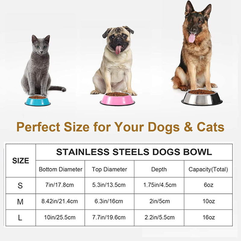 2 Stainless Steel Dog Bowls,large dog bowl,Dog Pet Feeder Bowls With Non-slip Rubber Bases, Dog Plate Bowls Water Bowls for Medium and Large Dogs(Sliver) L:26cm(10inch) 01. silver - PawsPlanet Australia