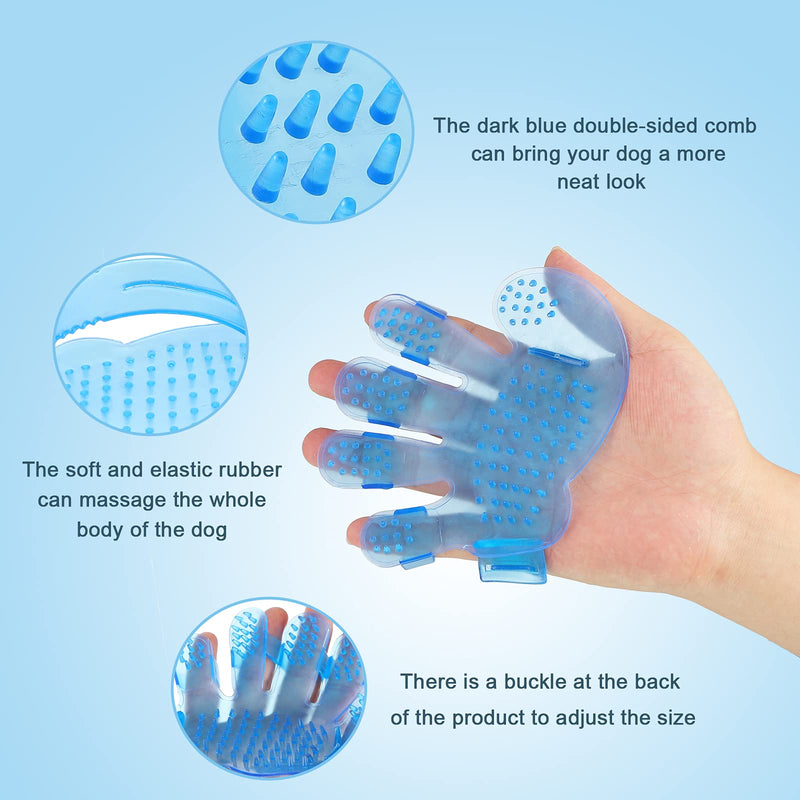 4 Pieces Rabbit Grooming Kit Includes Pet Shampoo Bath Brush, Double-Sided Pet Comb, Massage Brush and Nail Cutters for Rabbit, Hamster, Bunny and Guinea Pig Blue - PawsPlanet Australia