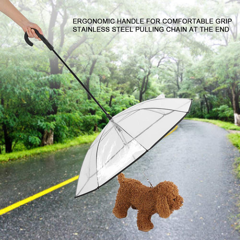 Portable Transparent Pet Umbrella with Pulling Leash, Assemble Type Dog Cat Umbrella for Dogs and Pet Lover (Transparent) - PawsPlanet Australia