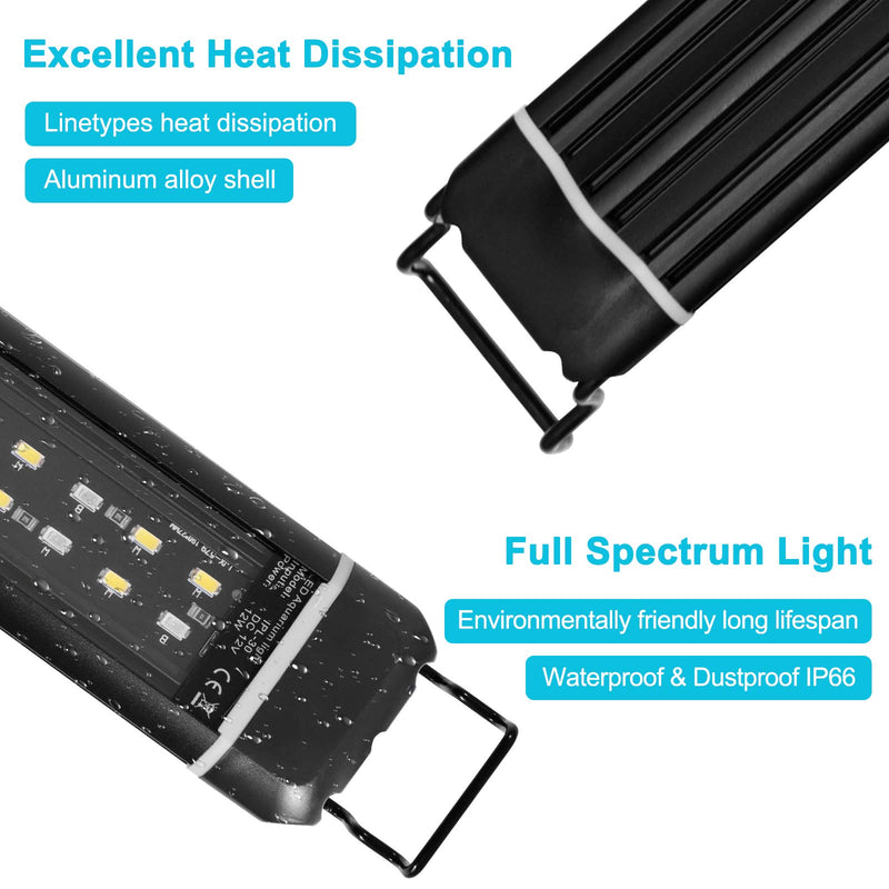 SEISSO Aquarium Light with Timer Control, Full Spectrum Fish Tank Light Auto On/Off with Extendable Brackets 42" 44" 46" 48" 50" Dimmable Light for Plants/Fish 25"-35" - PawsPlanet Australia