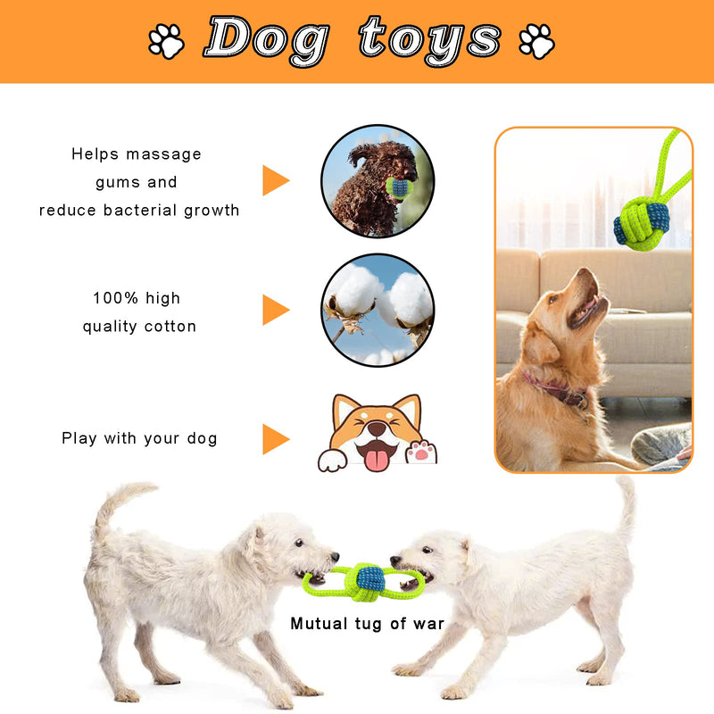 LONNEY Dog Toys Small Dogs Pack of 7, Puppy Toys Dog Toys Dog Toys Puppy Rope Dogs Toys Toys Natural Cotton & Non-Toxic Dogs Dental Care (Green) Green - PawsPlanet Australia