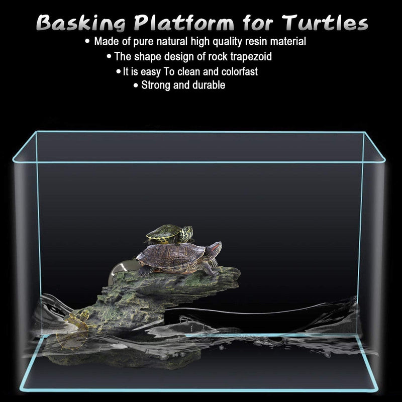PINVNBY Basking Platform for Turtle,Resin Tortoise Resting Dock,Reptile Climbing Ramp Shale Habitat Ornament Floating Ledge Aquarium Decoration with 2 Pcs Suction Cups for Frogs, Newts,Lizard(3 Pcs) M:8.2”Lx3.3”Wx3.1”H - PawsPlanet Australia