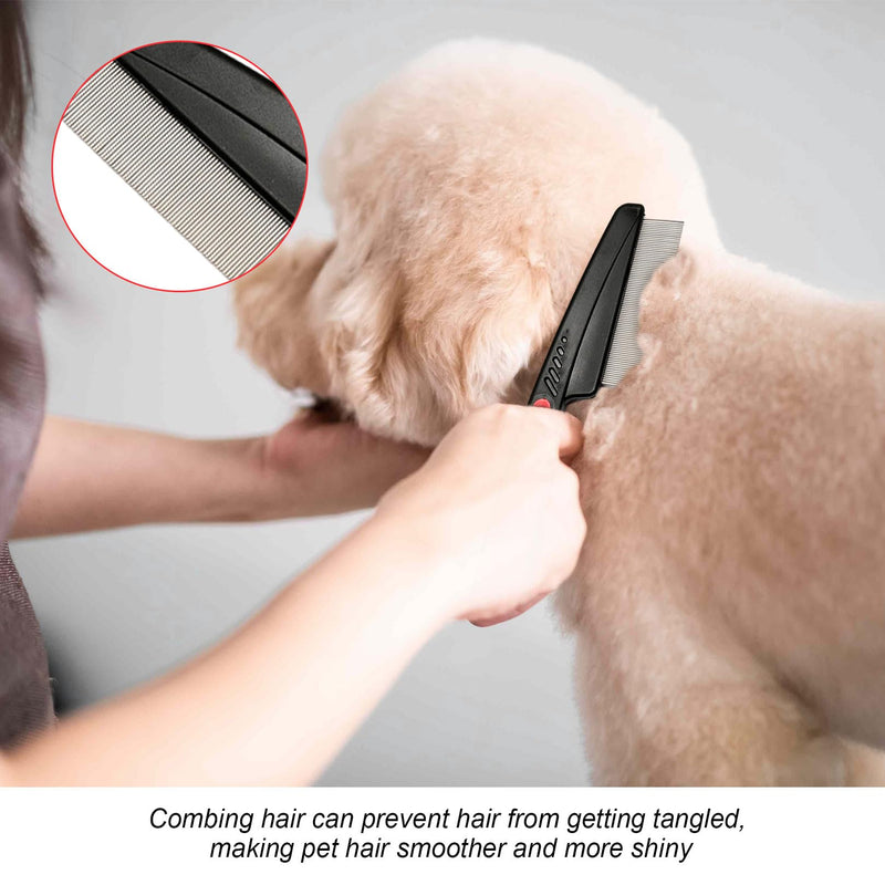 Cat Comb, Stainless Steel Gentle Scalp Care Cat Brush, Stable Durable Lice Comb, Dog Comb Suitable for Cleaning Cat and Dog Lice Tangles Flea and Other Dirt Black Color Flea Comb - PawsPlanet Australia