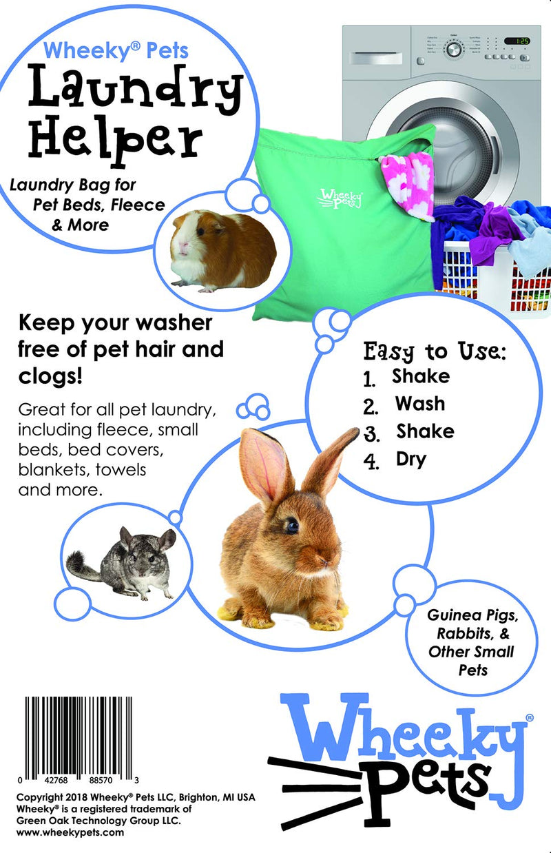 [Australia] - Wheeky Pets Laundry Helper, Laundry Bag for Pet Beds, Fleece, C&C Cage Liners, Midwest Cage Liners and More, for Guinea Pigs, Rabbits and Small Pets, Green/White, Size 29” W x 31” L 