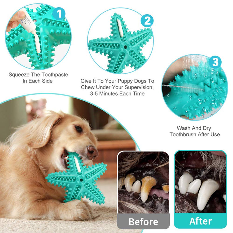 Dog Chew Toys Teeth Cleaning Toothbrush Squeaky Toy, Durable Puppy Teething Chew Toy Tough Pet Dental Oral Care Brushing Sticks Dogs Chewing Toys for Aggressive Chewers Small Medium Breed Lake Blue - PawsPlanet Australia