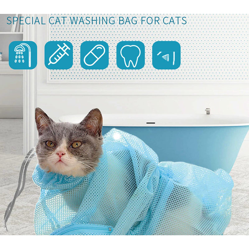2 pieces cat bathing bag, cat grooming bag, cat shower bag, adjustable cat washing bag, multifunctional cat restraint bag, prevent scratching, biting for bathing, nail trimming, ears clean - PawsPlanet Australia