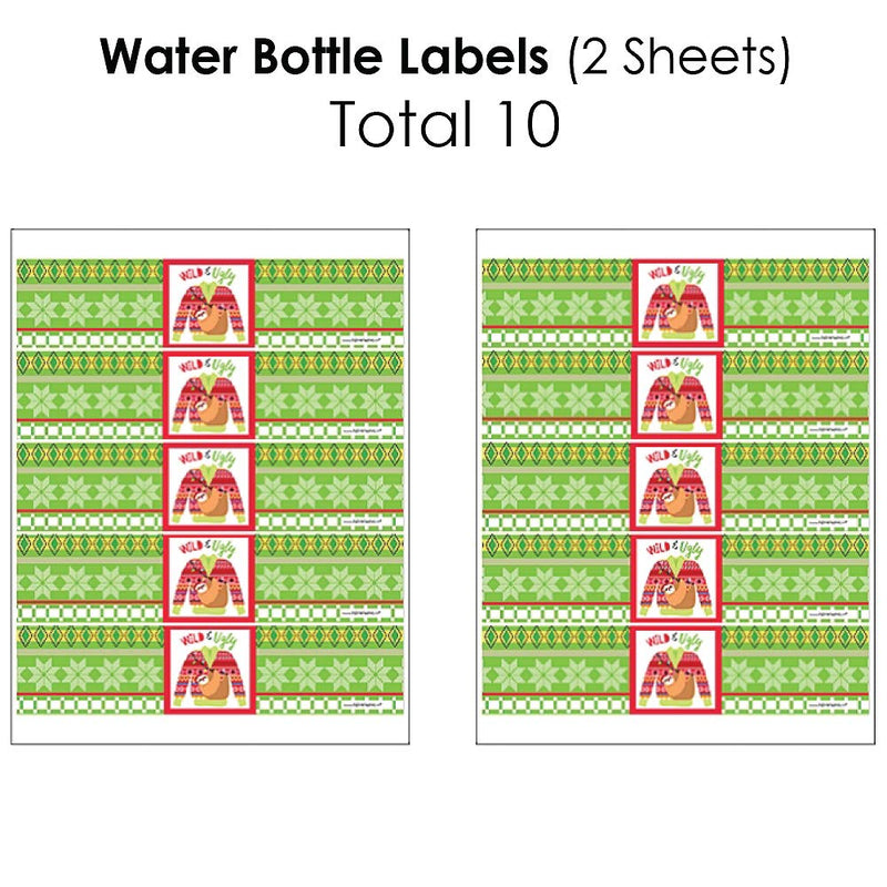 Big Dot of Happiness Wild and Ugly Sweater Party - Mini Wine Bottle Labels, Wine Bottle Labels and Water Bottle Labels - Holiday and Christmas Animals Party Decorations - Beverage Bar Kit - 34 Pieces - PawsPlanet Australia