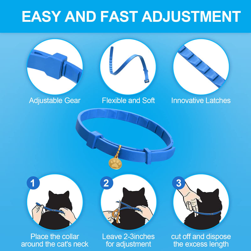 Weewooday 4 Pcs Calming Cats Collar Adjustable Cat Calm Collar Lavender Scent Relaxing Cat Collar with 2 Pendant for Puppies Cats Reduce Stress Aggression Anxious, up to 15 Inches Blue - PawsPlanet Australia