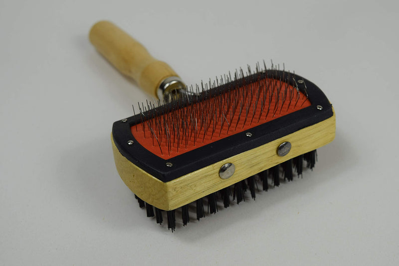 Lambskin brush for lambskin and sheepskin, robust universal grooming brush made of wood, also as a fur brush for pets, dogs and cats, double slicker brush - PawsPlanet Australia