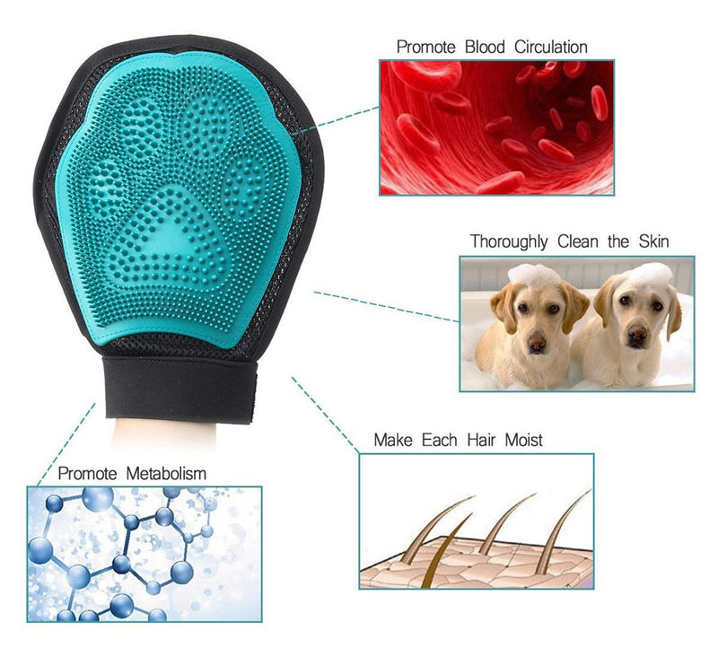 Kismaple Pet Grooming Massage Glove Brush, Gentle Deshedding Brush Glove Efficient Pet Hair Remover Mitts,Massage Tool for Pets -Long & Short Hair Dogs,Cats, Bunnies, Horses Glove Brush (Blue) - PawsPlanet Australia