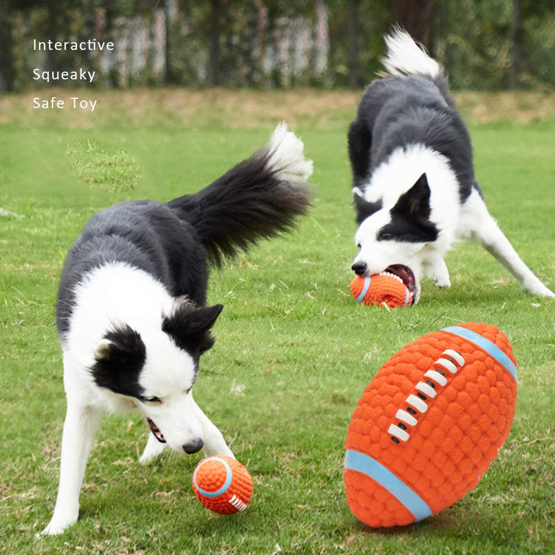 AIPINQI Dog Toy Ball, Safe Dogs Chew Toy Durable Rubber American Football Funny Interactive Dog Toys for Samll Medium Dogs, 5.71in / 14cm, Orange - PawsPlanet Australia