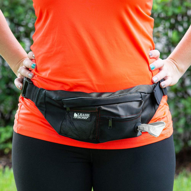 Leashboss PackUp Pouch Dog Treat Training Waist Belt, Storage Fanny Pack and Waste Bag Dispenser 1.5L Black - PawsPlanet Australia