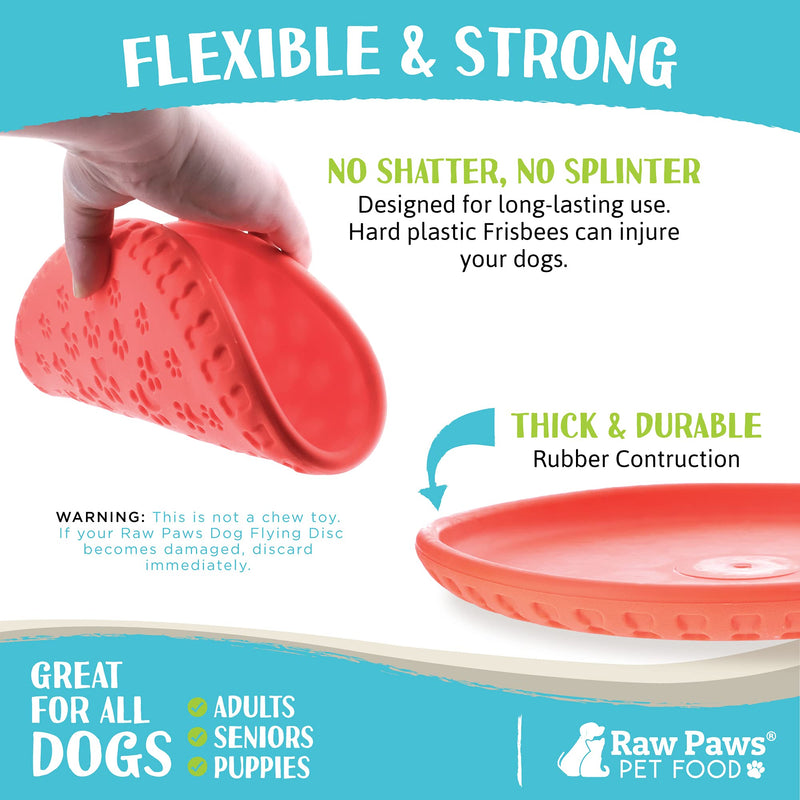 Raw Paws Durable Flying Disc for Dogs - Fetch Toys - Soft Frisbee for Dogs - Disc Dog Toy - Disc Toys for Dogs - Dog Throw Toys for Large to Medium Dogs, Puppies - Dog Frisbee - Dog Flying Saucer Disk - PawsPlanet Australia