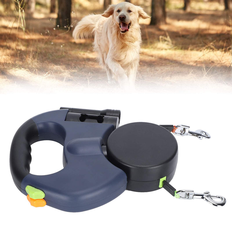 Dog Traction Rope, Portable Retractable Pet Walking Double Leash Dog Reflective 360° Rotating Walking Training Leash with LED Flashlight Hands Free Leashes - PawsPlanet Australia