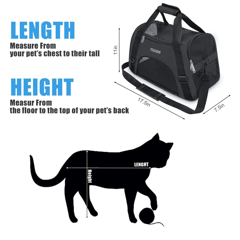 YLONG Cat Carrier Airline Approved Pet Carrier,Soft-Sided Pet Travel Carrier for Cats Dogs Puppy Comfort Portable Foldable Pet Bag,Airline Approved (S, BLACK) S - PawsPlanet Australia